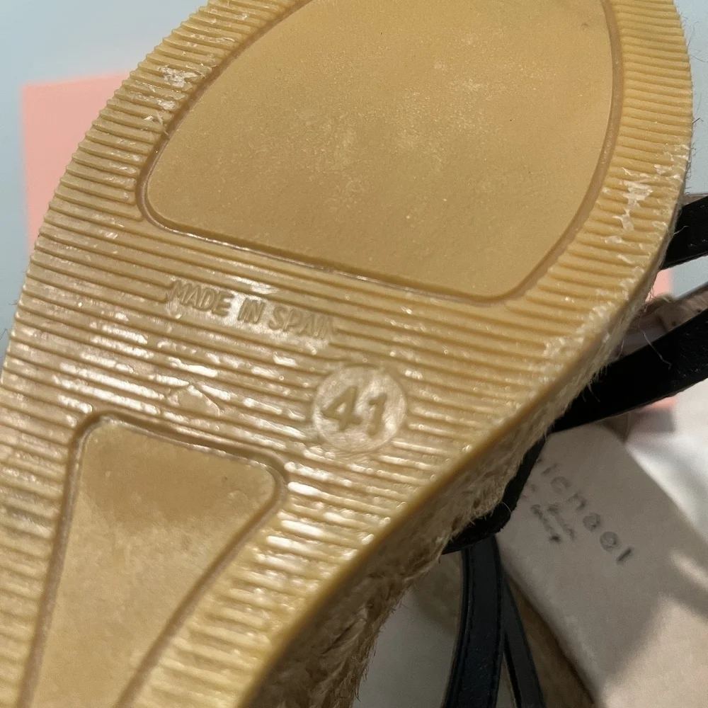 Eric Michael Gina Black‎ Leather Wedge Sandals. Size EU 41.  US 10.5